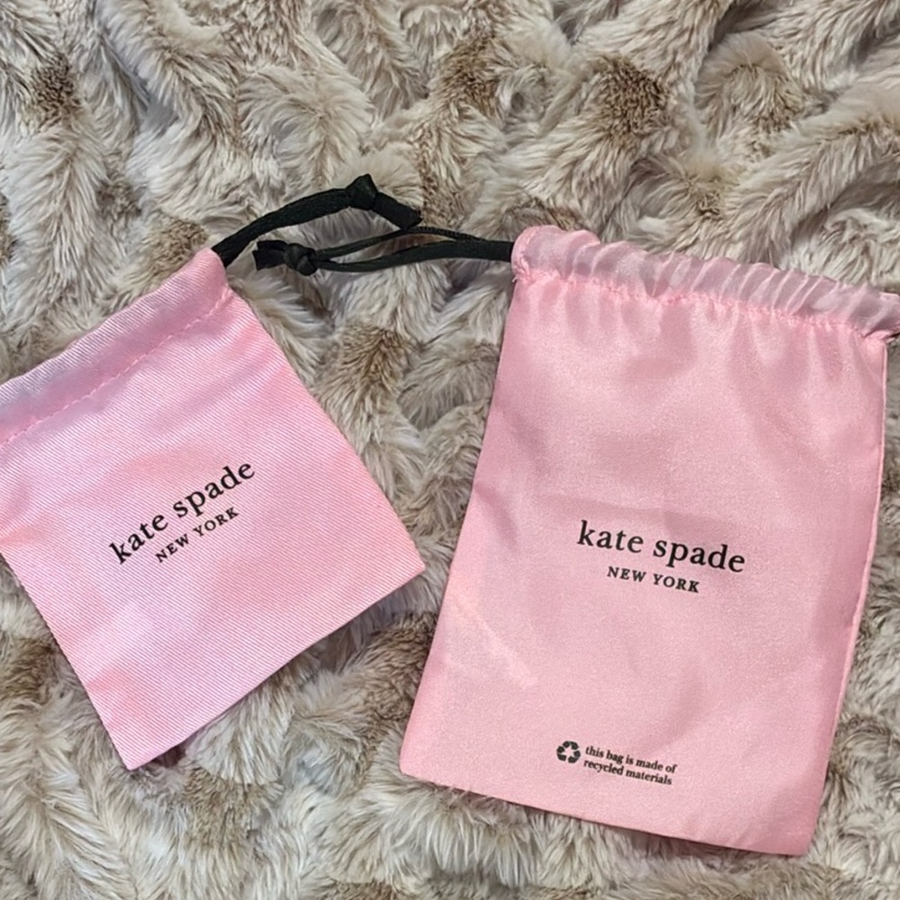 Kate Spade Blush Pink Satin small jewelry pouches / drawstring dust bags lk new